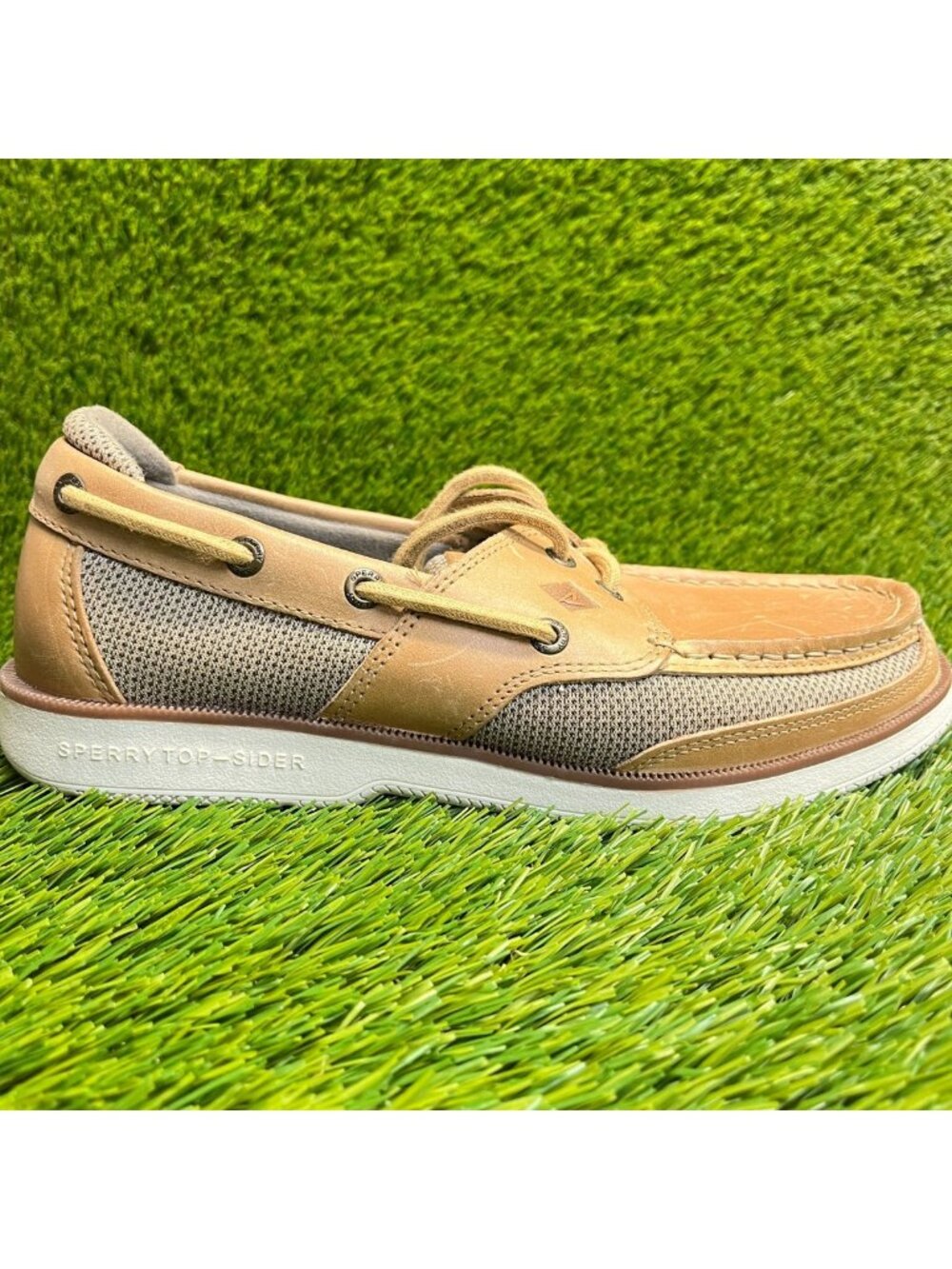 Sperry‎ Surveyo 2-Eye Mens Size 8 Brown White Casual Classic Leather Boat Shoes